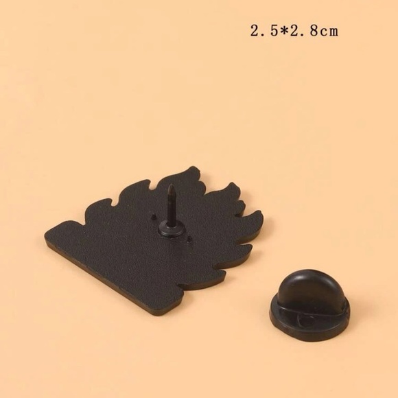 3/$30 Flame cat THIS IS FINE cartoon brooch - Picture 3 of 4